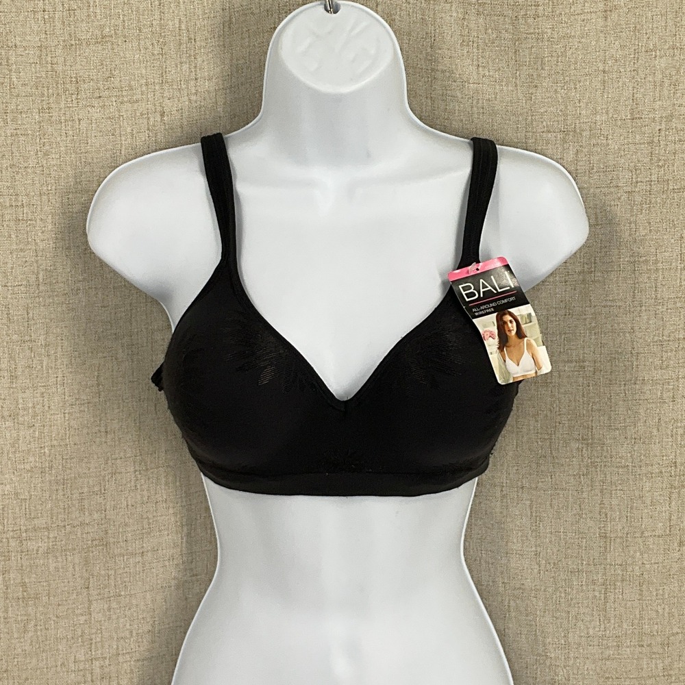 Bali Wirefree Bra Women 36C Black Spandex All-Around Comfort Classic